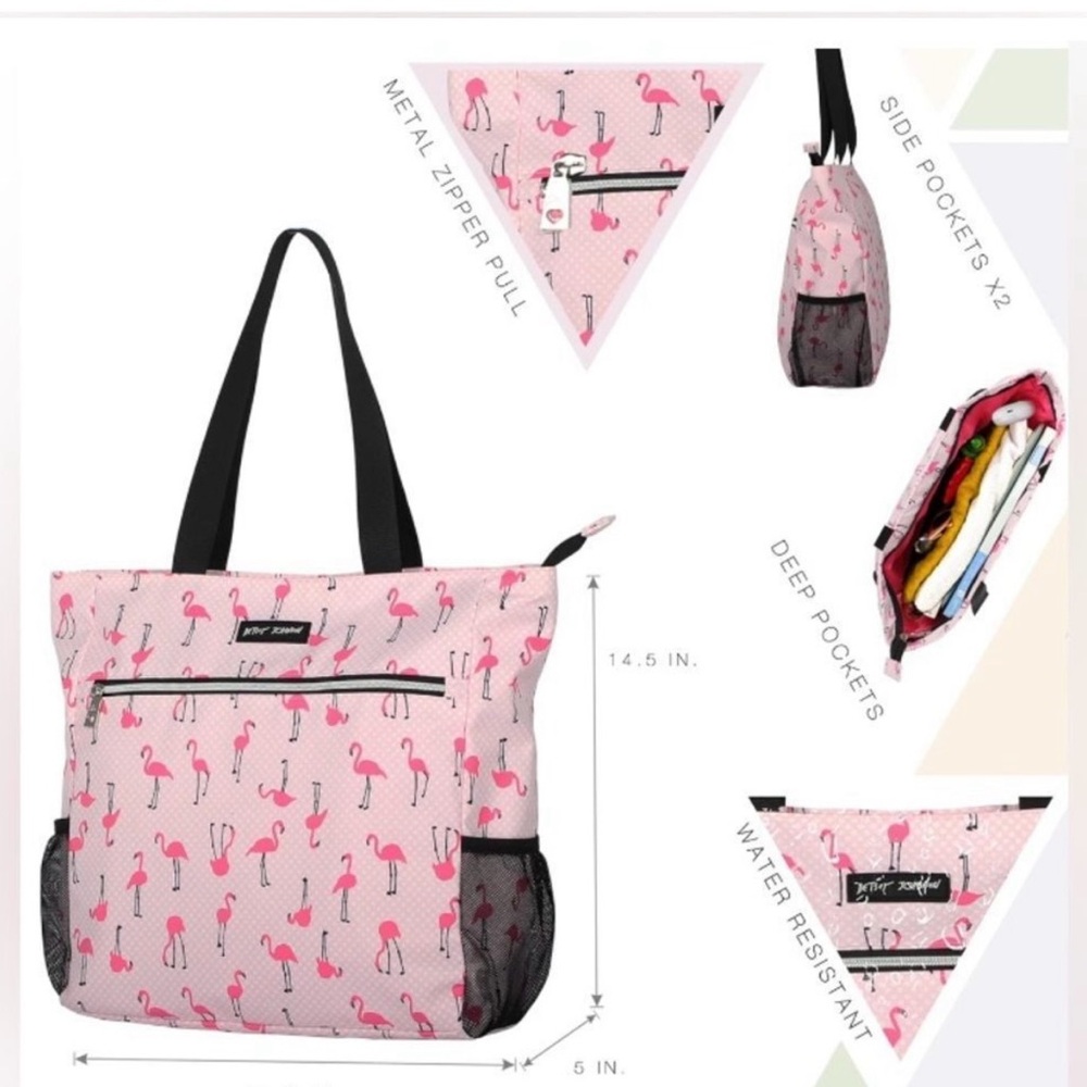 ☀️Betsey Johnson Pink Flamingo Tote Bag - Picture 2 of 13